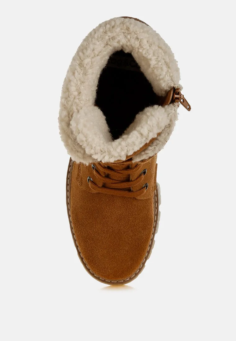 Fur Collar Chunky Ankle Boots By RUW