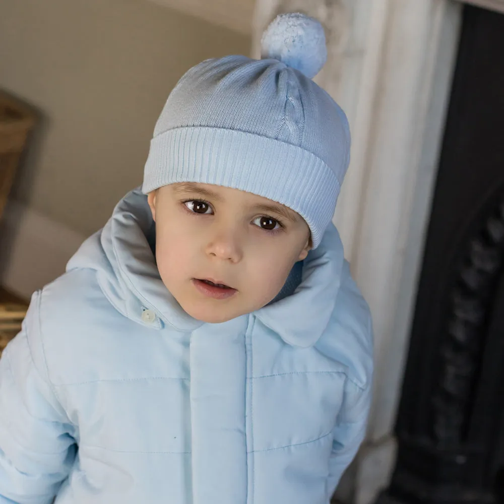 Fuzzy Blue Baby Bobble Hat