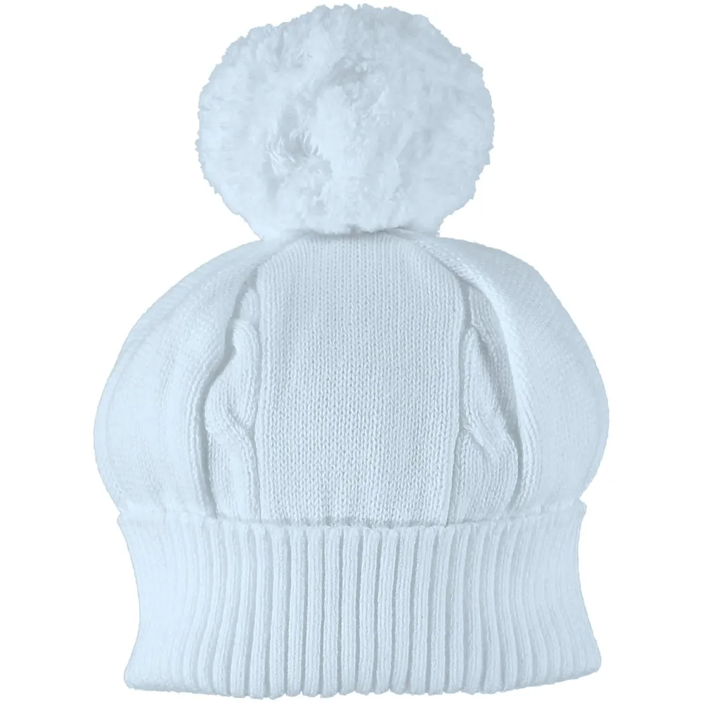 Fuzzy Blue Baby Bobble Hat