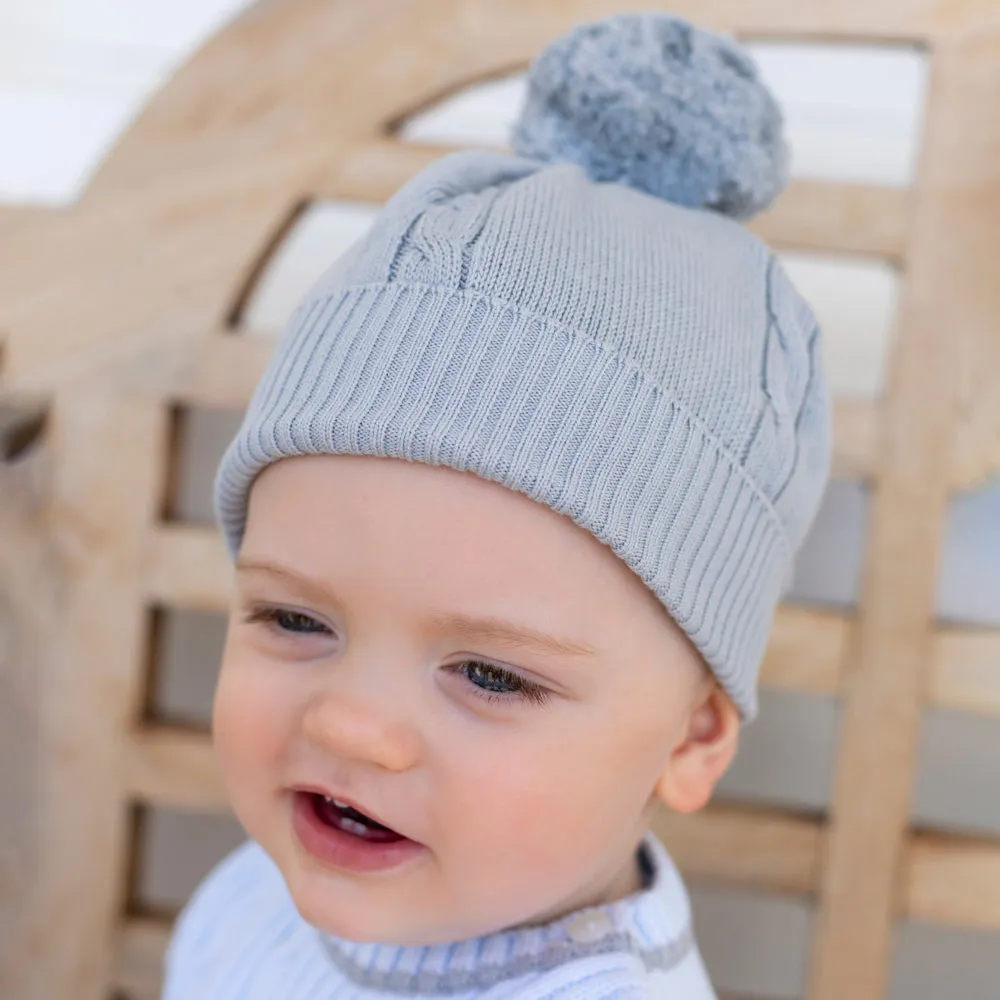Fuzzy Grey Baby Bobble Hat