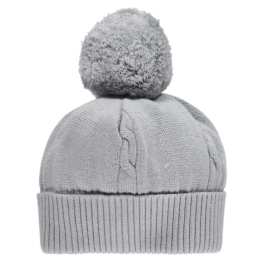 Fuzzy Grey Baby Bobble Hat