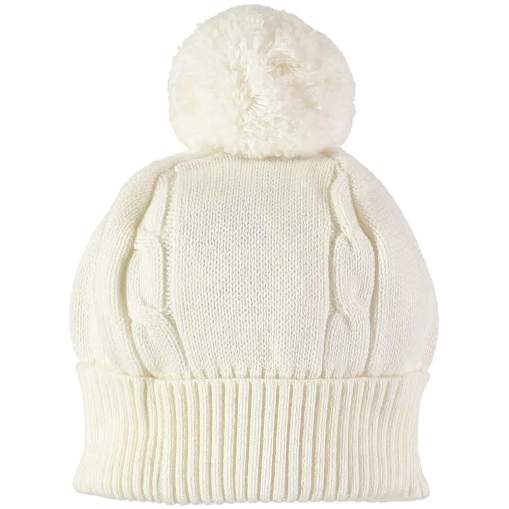 Fuzzy Ivory Baby Bobble Hat
