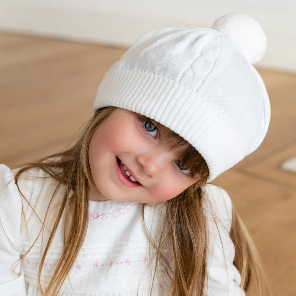 Fuzzy Ivory Baby Bobble Hat