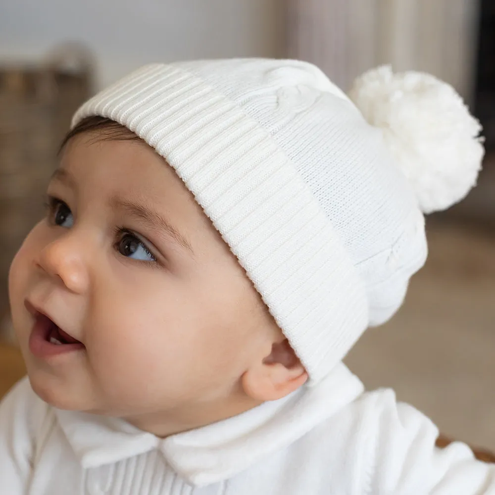 Fuzzy Ivory Baby Bobble Hat