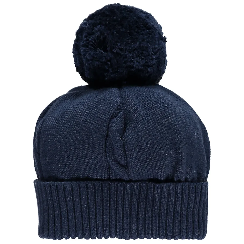 Fuzzy Navy Baby Bobble Hat