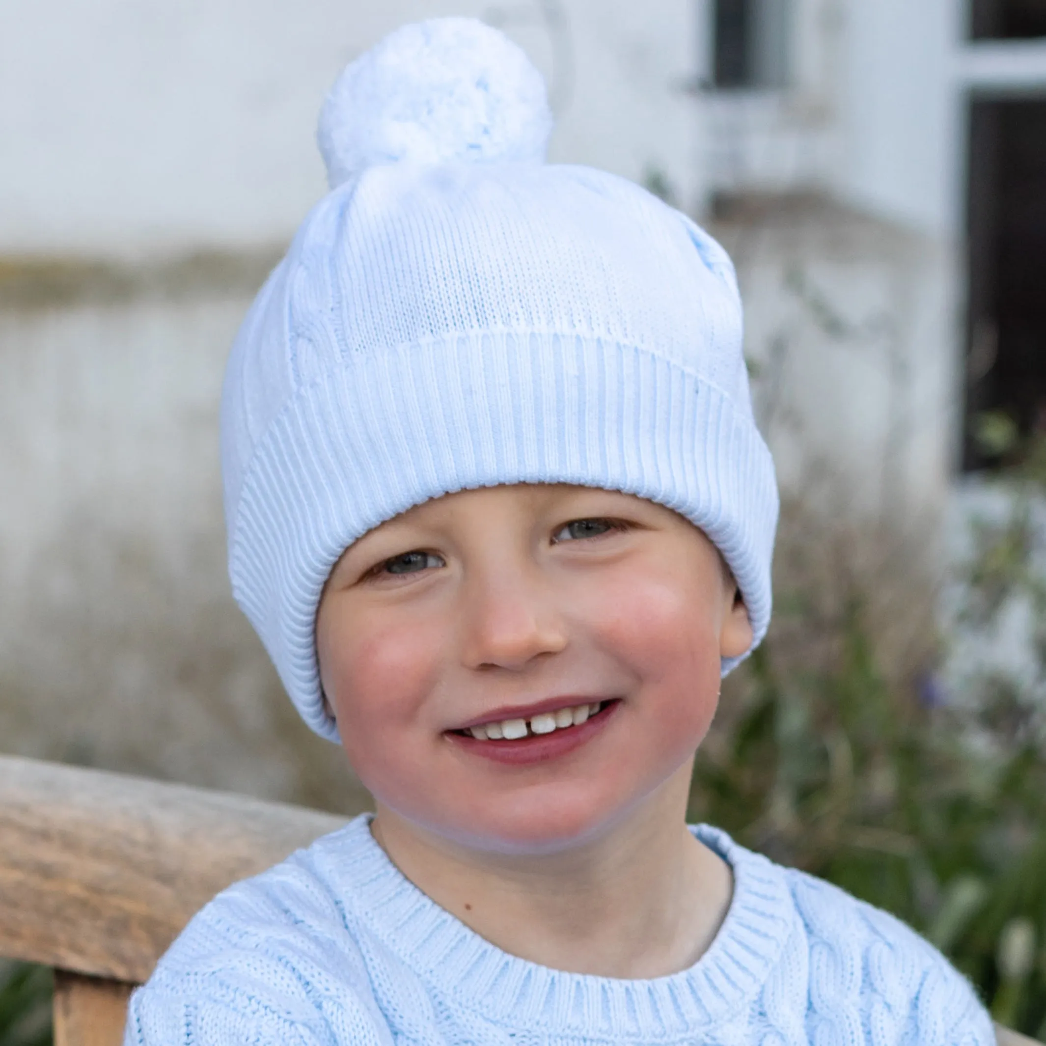 Fuzzy White Baby Bobble Hat
