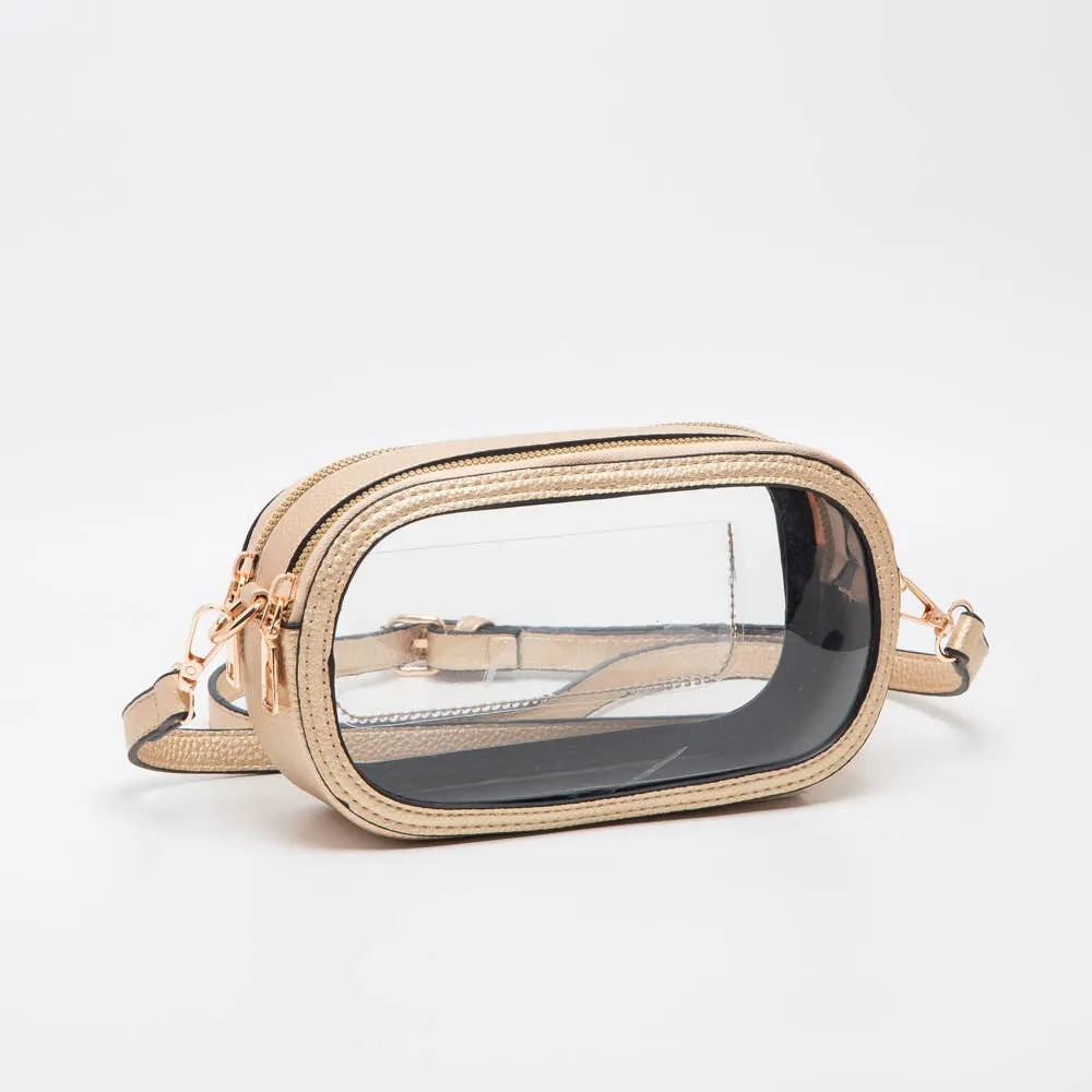 Game Day Stadium Clear Oval Crossbody Bags: Purple