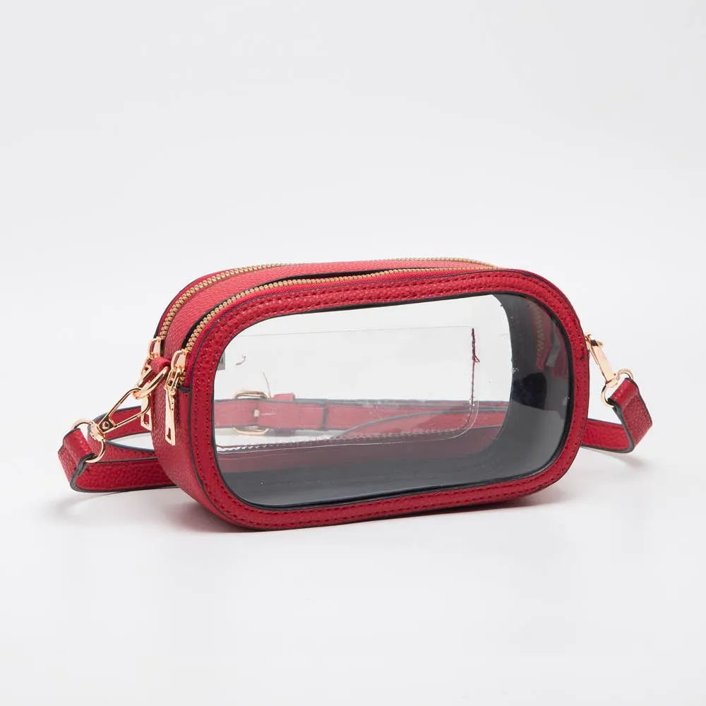 Game Day Stadium Clear Oval Crossbody Bags: Purple