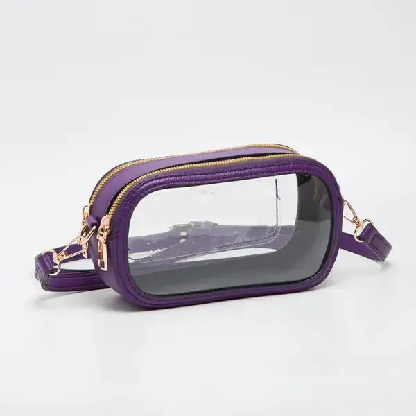 Game Day Stadium Clear Oval Crossbody Bags: Purple