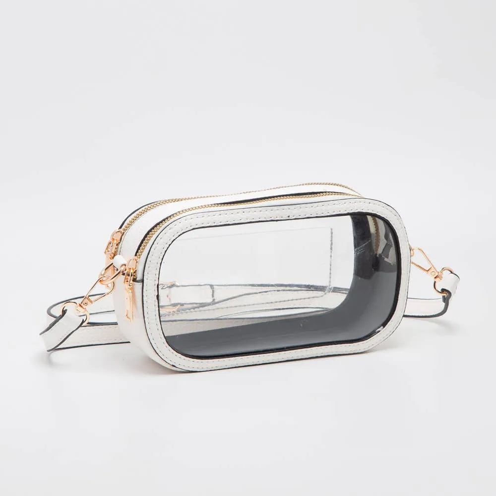 Game Day Stadium Clear Oval Crossbody Bags: Purple