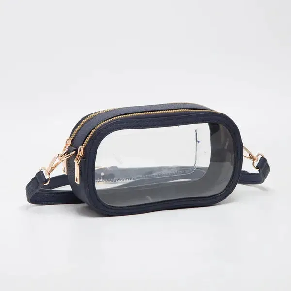 Game Day Stadium Clear Oval Crossbody Bags: Purple