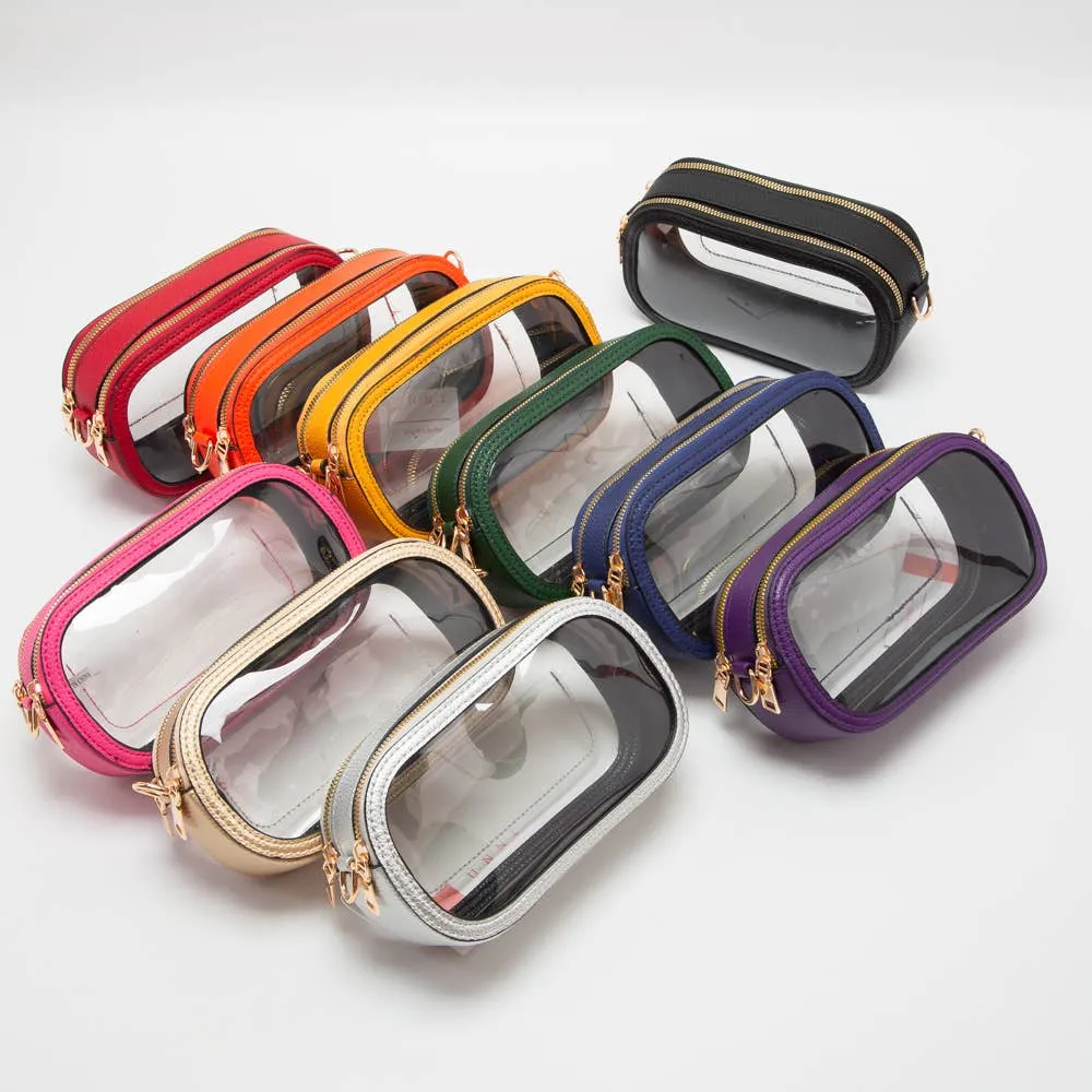 Game Day Stadium Clear Oval Crossbody Bags: Purple