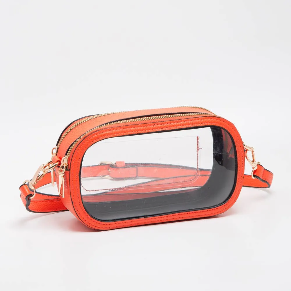 Game Day Stadium Clear Oval Crossbody Bags: Purple