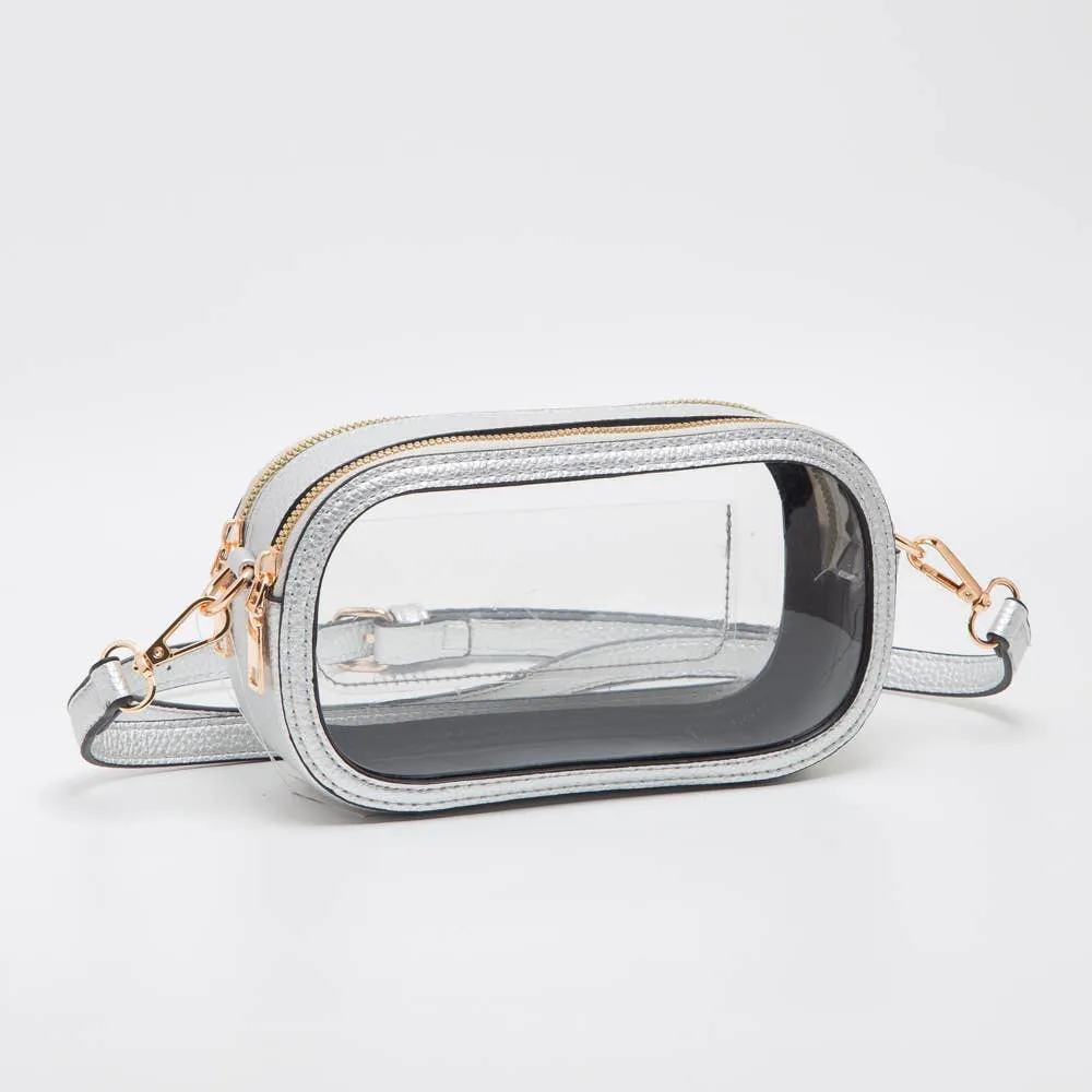 Game Day Stadium Clear Oval Crossbody Bags: Purple