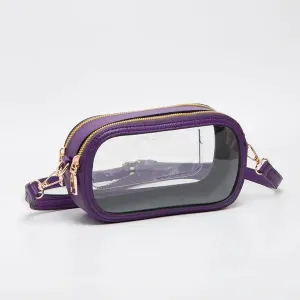 Game Day Stadium Clear Oval Crossbody Bags: Purple