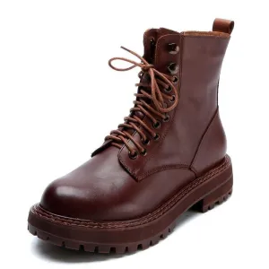 Genuine Leather Martin Boots Women British Style 2020 New Retro Head Layer Cowhide Short Boots Ladies Casual Women Boots Spring