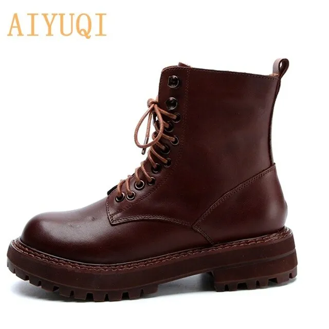 Genuine Leather Martin Boots Women British Style 2020 New Retro Head Layer Cowhide Short Boots Ladies Casual Women Boots Spring
