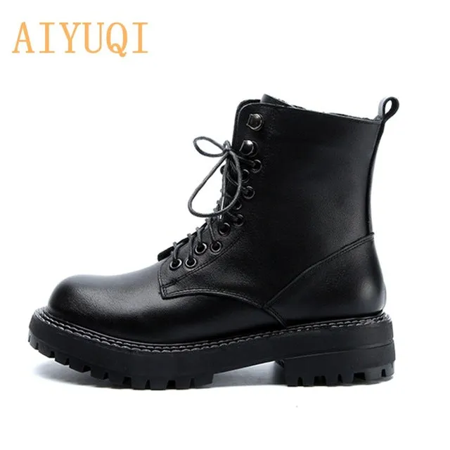 Genuine Leather Martin Boots Women British Style 2020 New Retro Head Layer Cowhide Short Boots Ladies Casual Women Boots Spring