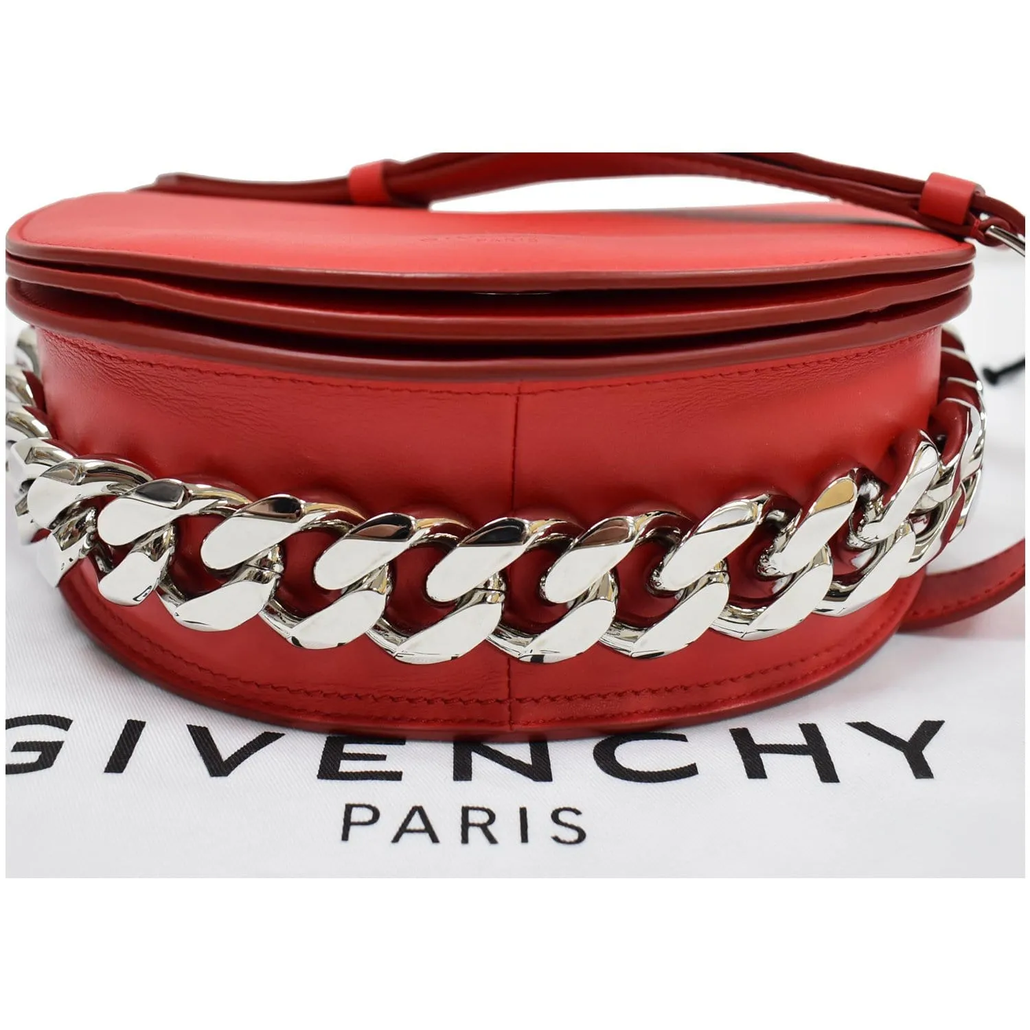 GIVENCHY Infinity Mini Leather Saddle Crossbody Bag Red
