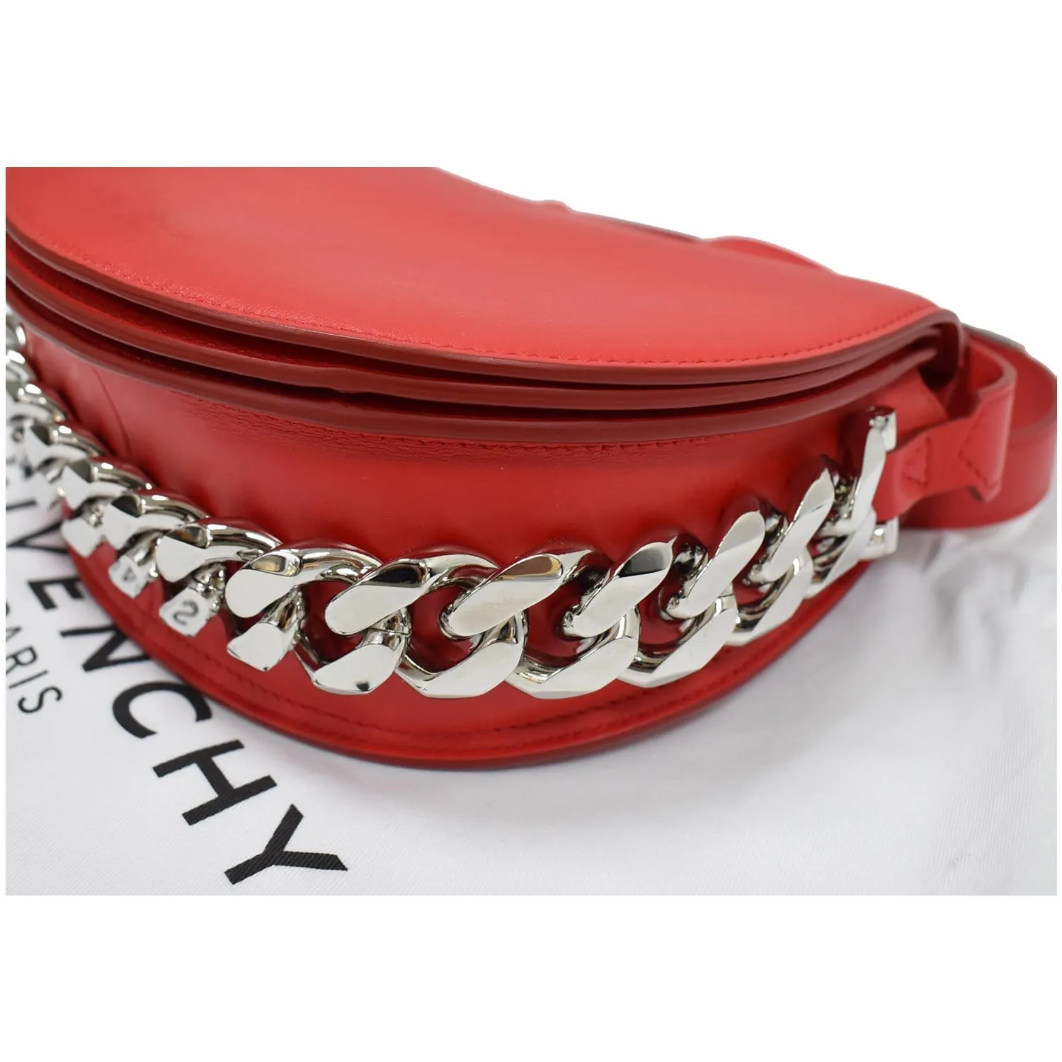 GIVENCHY Infinity Mini Leather Saddle Crossbody Bag Red