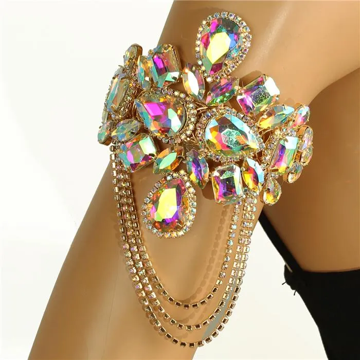 Glass Stones Tear Arm Cuff / Bangle