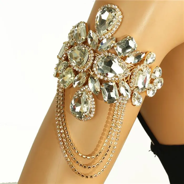 Glass Stones Tear Arm Cuff / Bangle