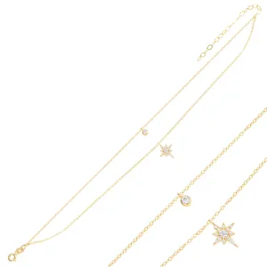 GOLD DOUBLE CHAIN STAR ANKLET