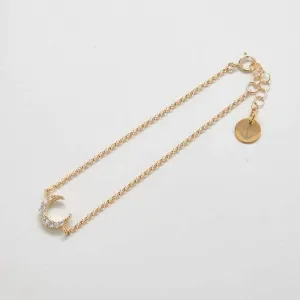 Gold Pave Crescent Moon Bracelet