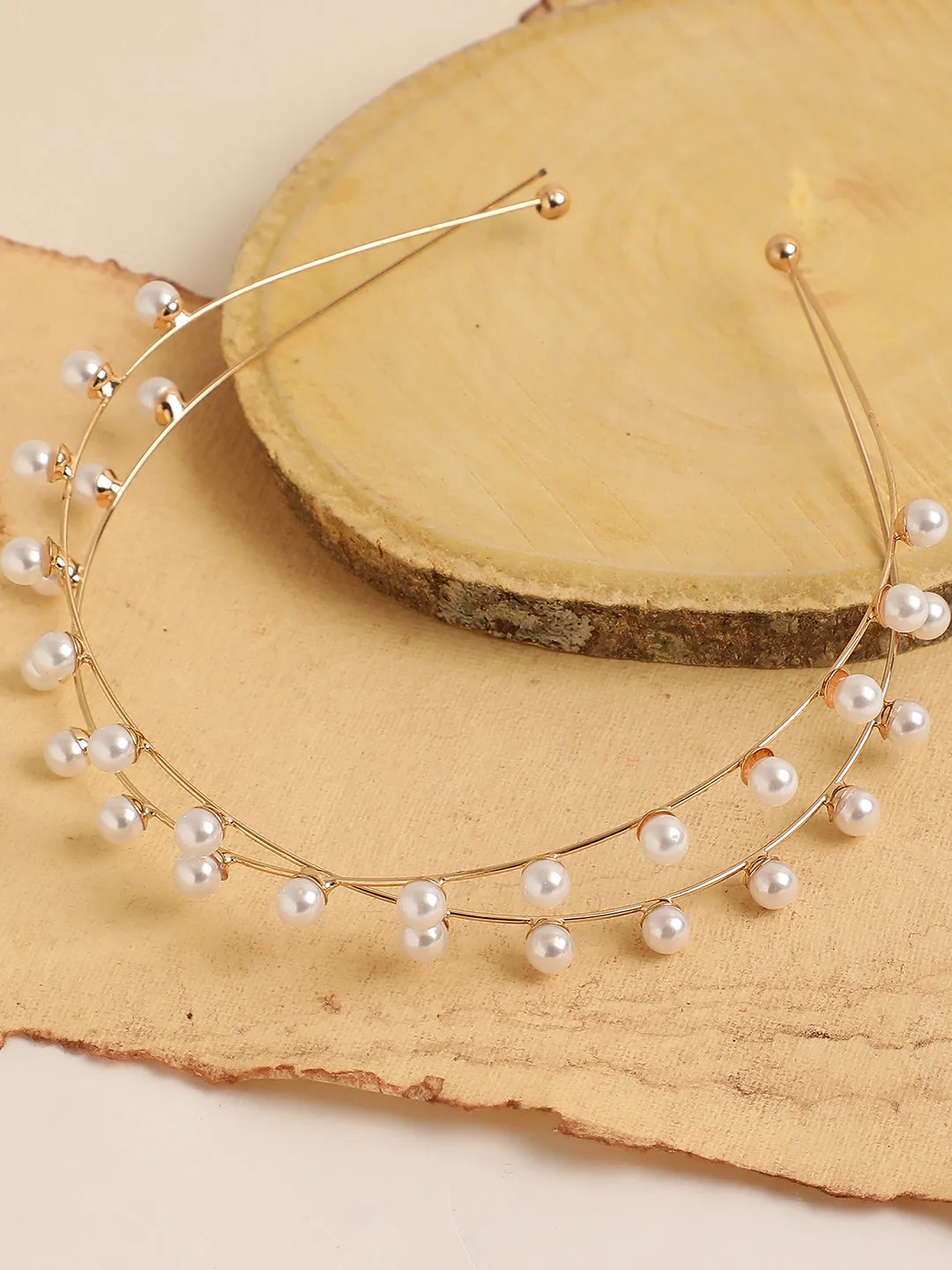 Gold Plated Pearl Hairband
