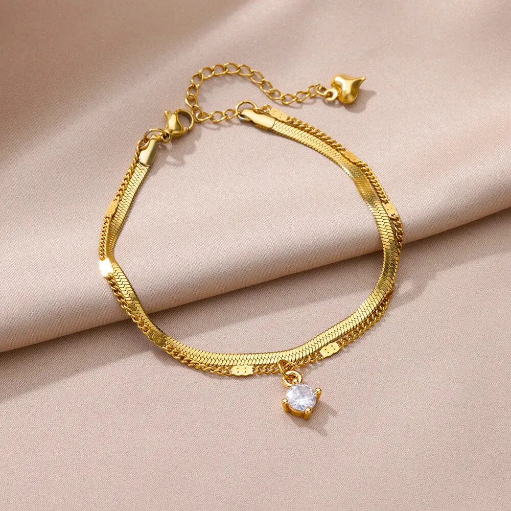Gold Stainless Steel Pearl Anklet
