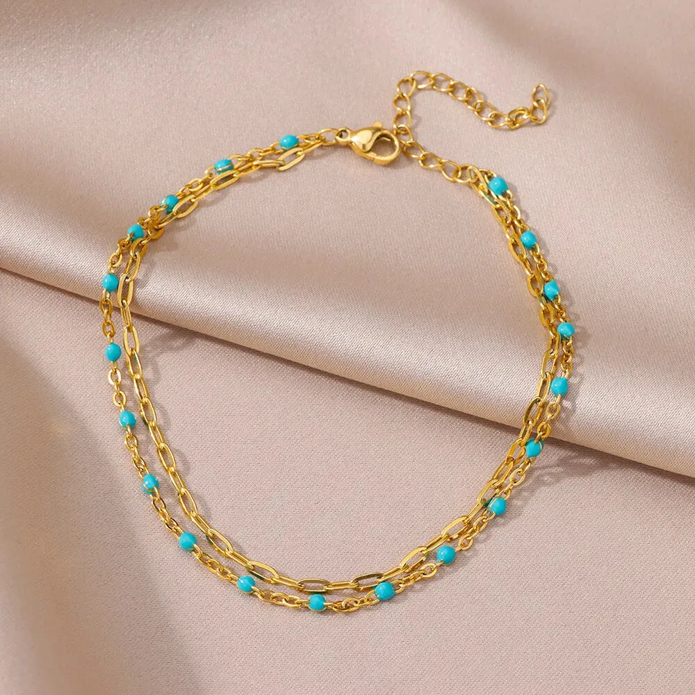 Gold Stainless Steel Pearl Anklet