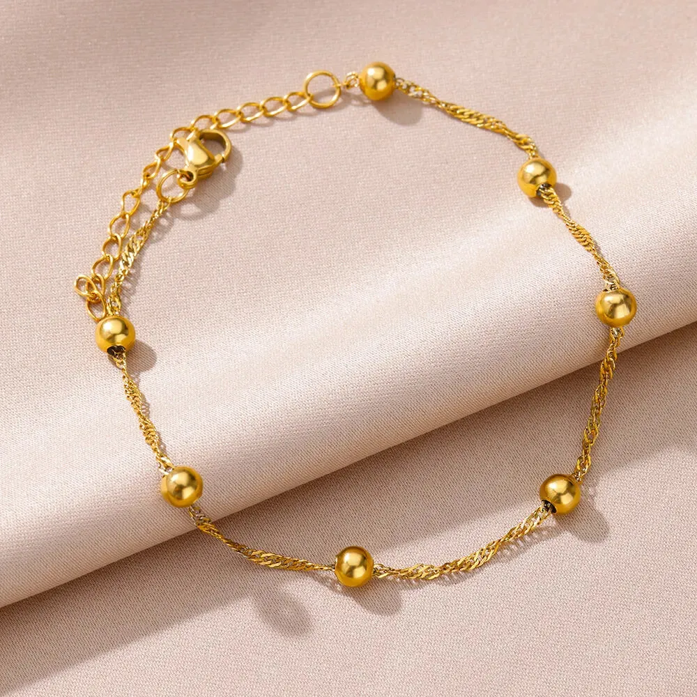 Gold Stainless Steel Pearl Anklet