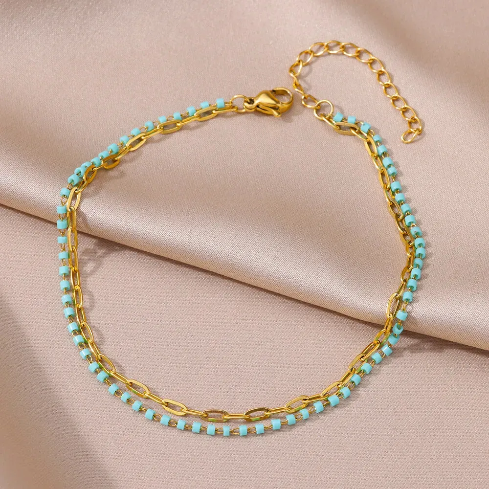 Gold Stainless Steel Pearl Anklet