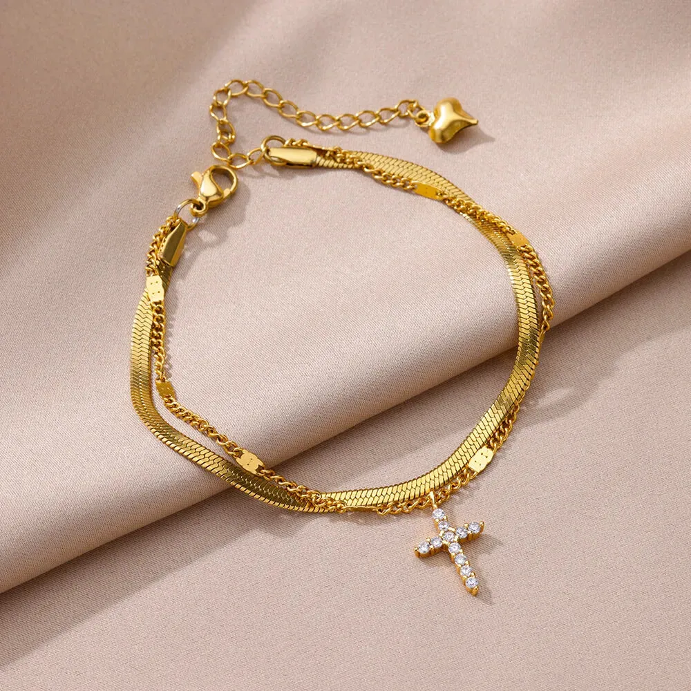 Gold Stainless Steel Pearl Anklet