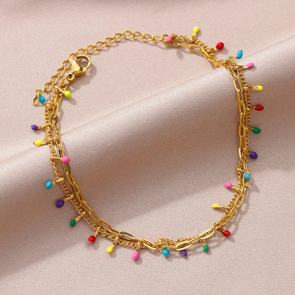 Gold Stainless Steel Pearl Anklet