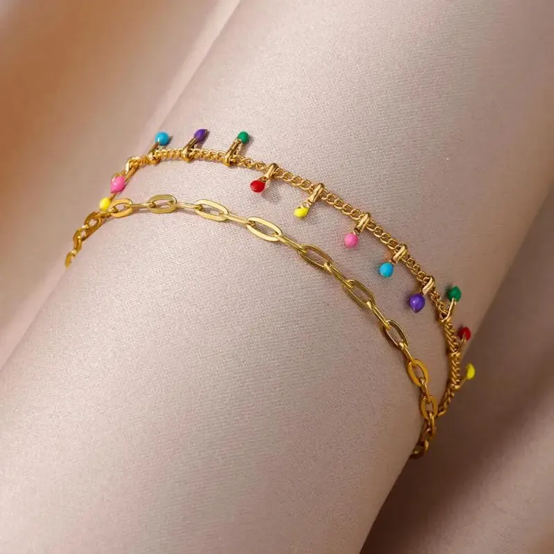 Gold Stainless Steel Pearl Anklet