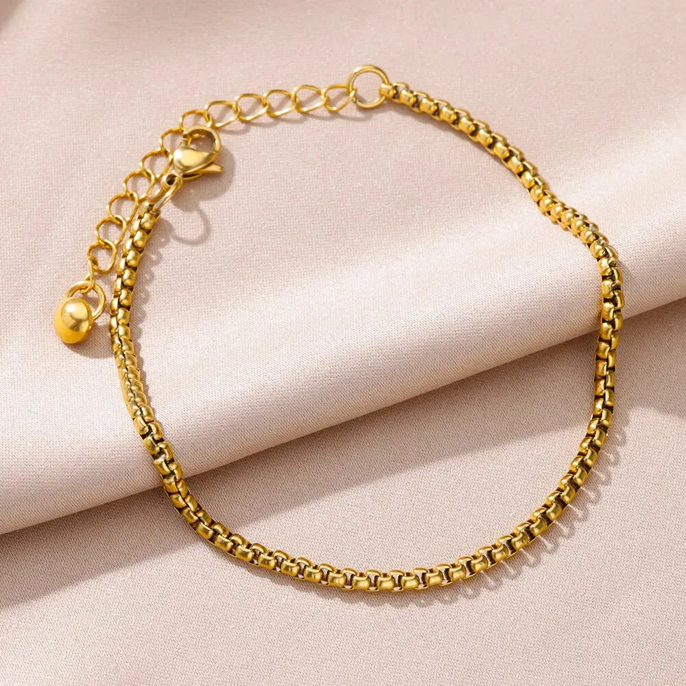 Gold Stainless Steel Pearl Anklet