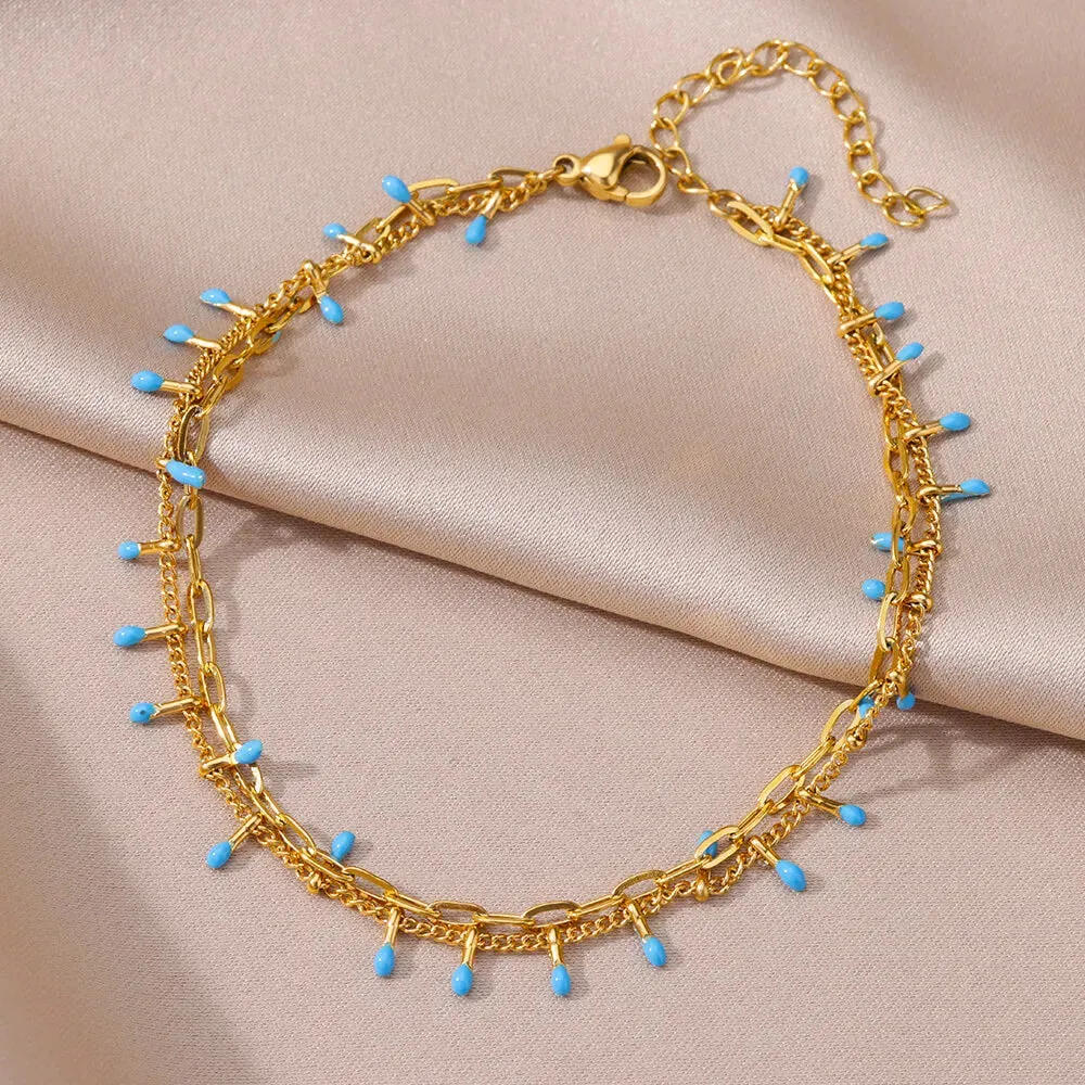 Gold Stainless Steel Pearl Anklet
