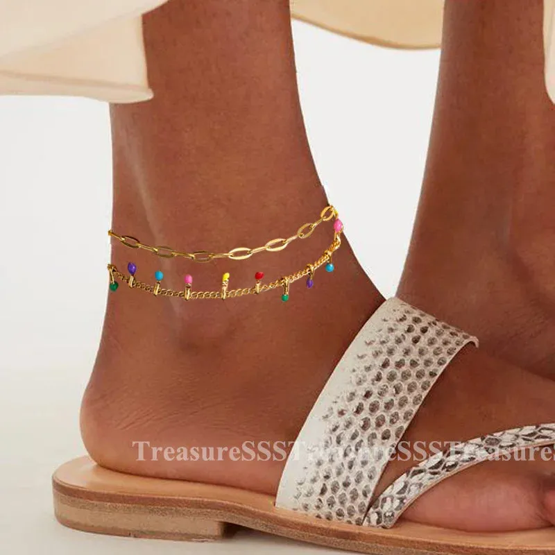 Gold Stainless Steel Pearl Anklet