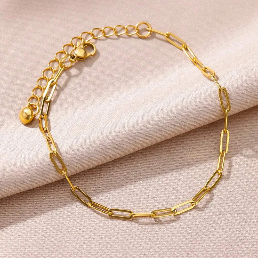 Gold Stainless Steel Pearl Anklet
