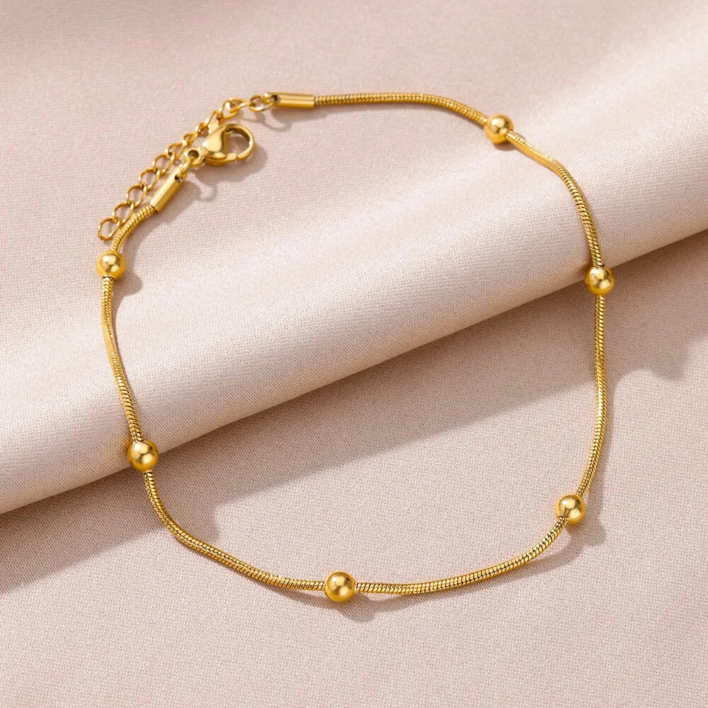 Gold Stainless Steel Pearl Anklet