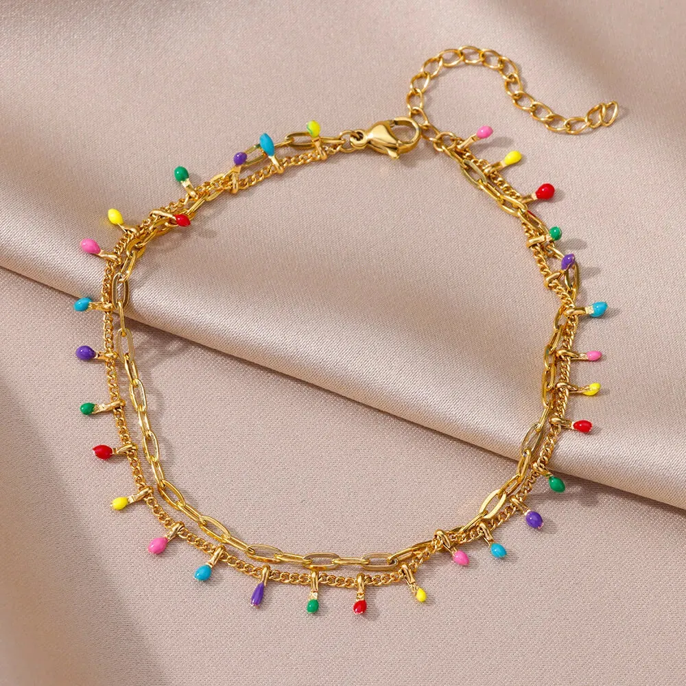 Gold Stainless Steel Pearl Anklet