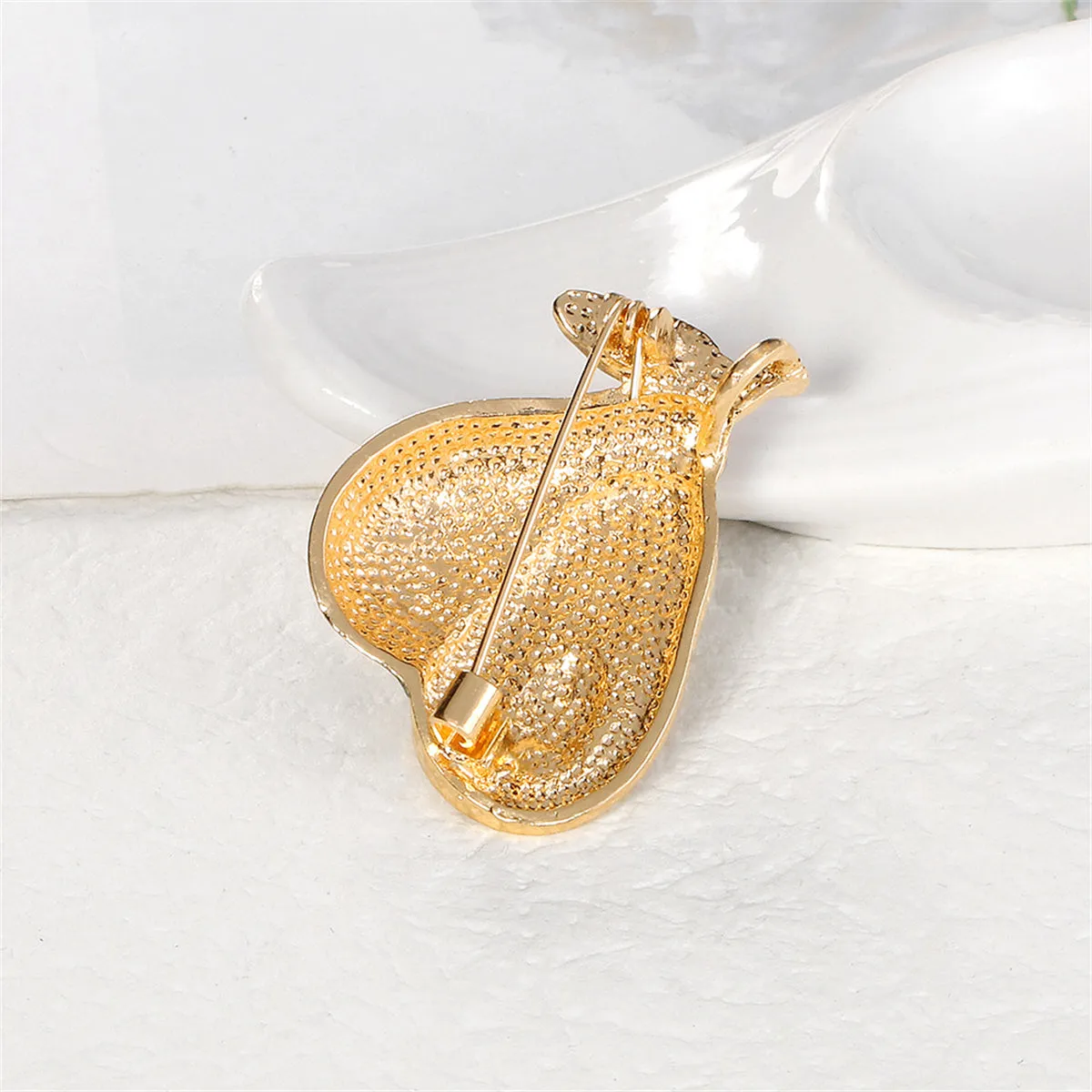 Green Enamel & 18K Gold-Plated Avocado Brooch