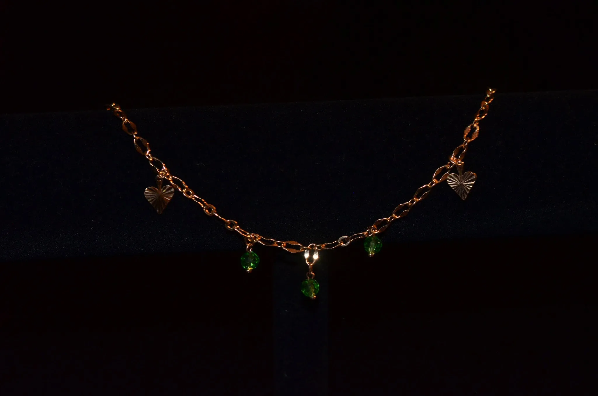 Green heart anklet