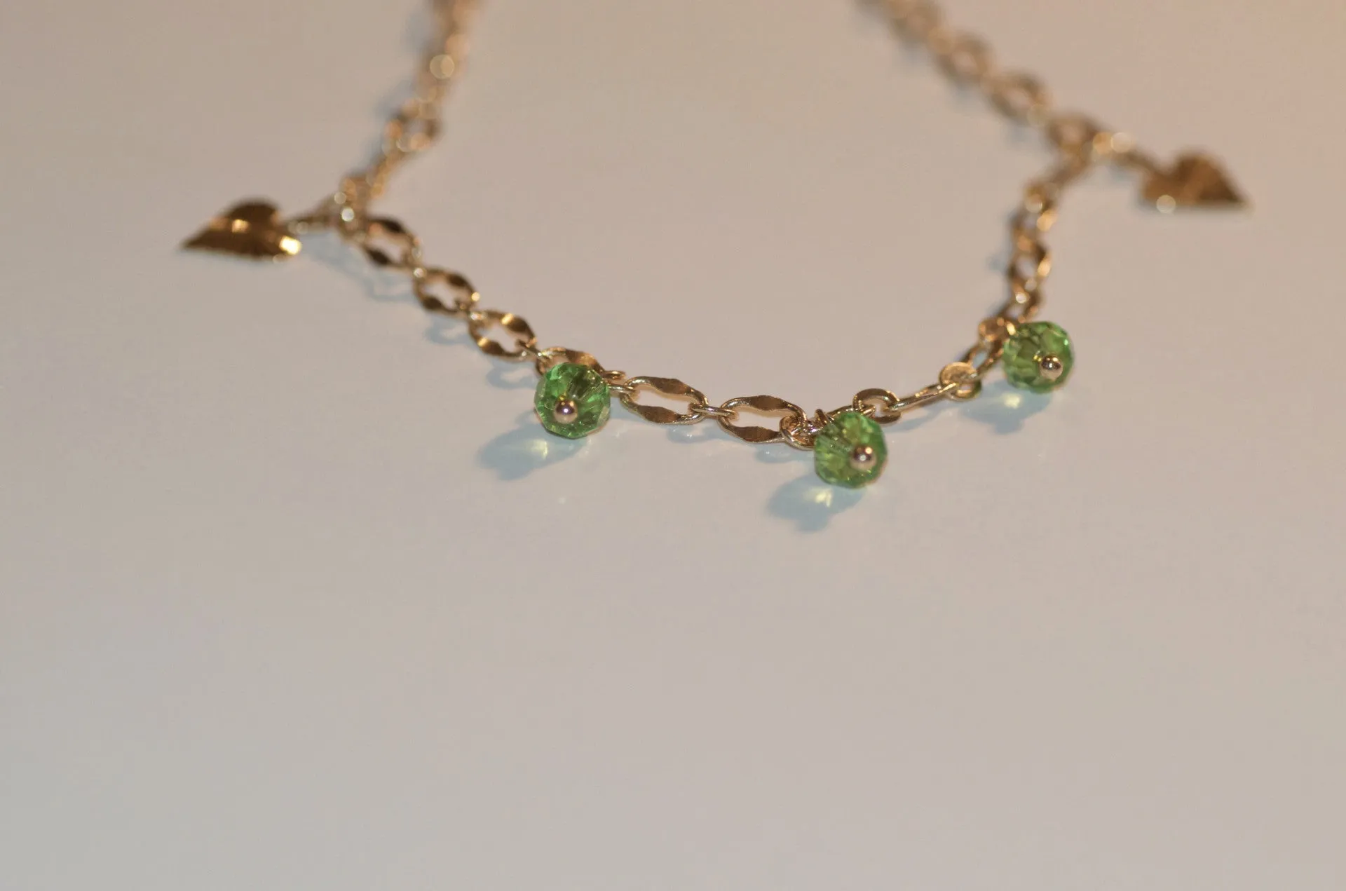 Green heart anklet