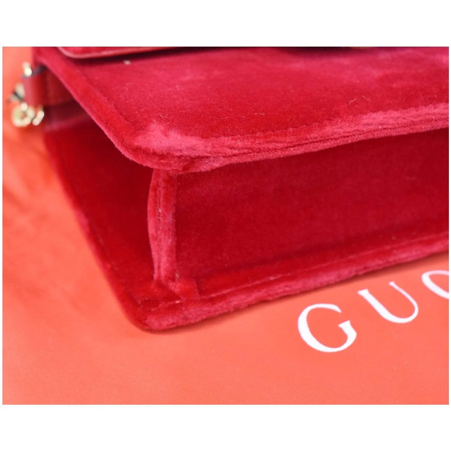 GUCCI Broadway Mini Velvet Crossbody Bag Red 544242 - Final Sale