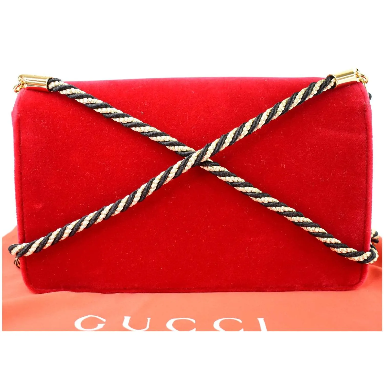 GUCCI Broadway Mini Velvet Crossbody Bag Red 544242 - Final Sale