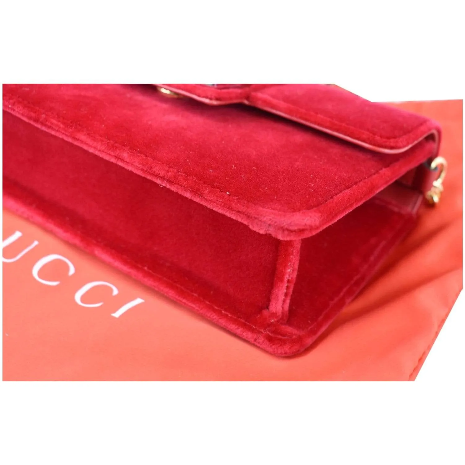 GUCCI Broadway Mini Velvet Crossbody Bag Red 544242 - Final Sale