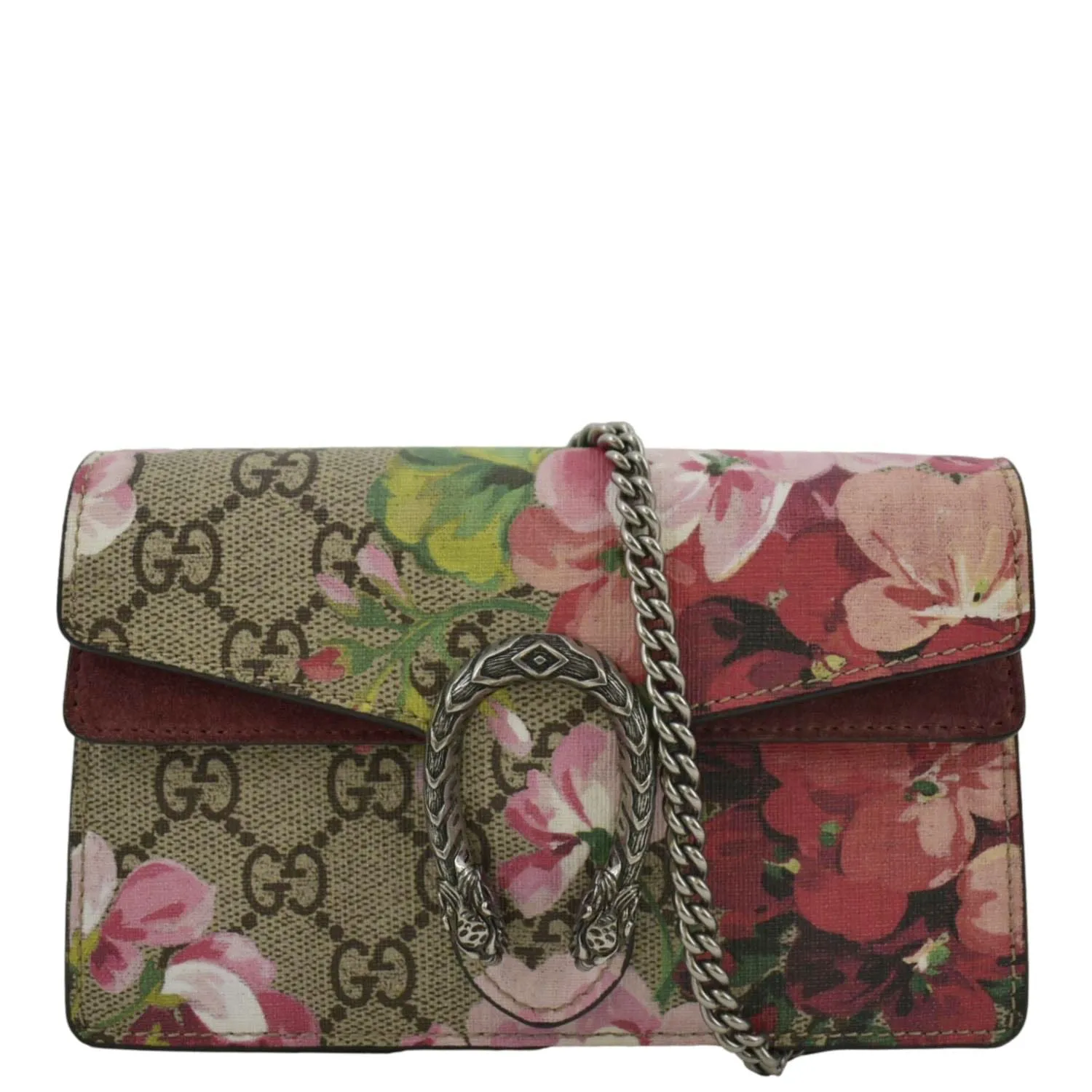 GUCCI Dionysus Super Mini Blooms GG Supreme Canvas Crossbody Bag Dry Rose 476432