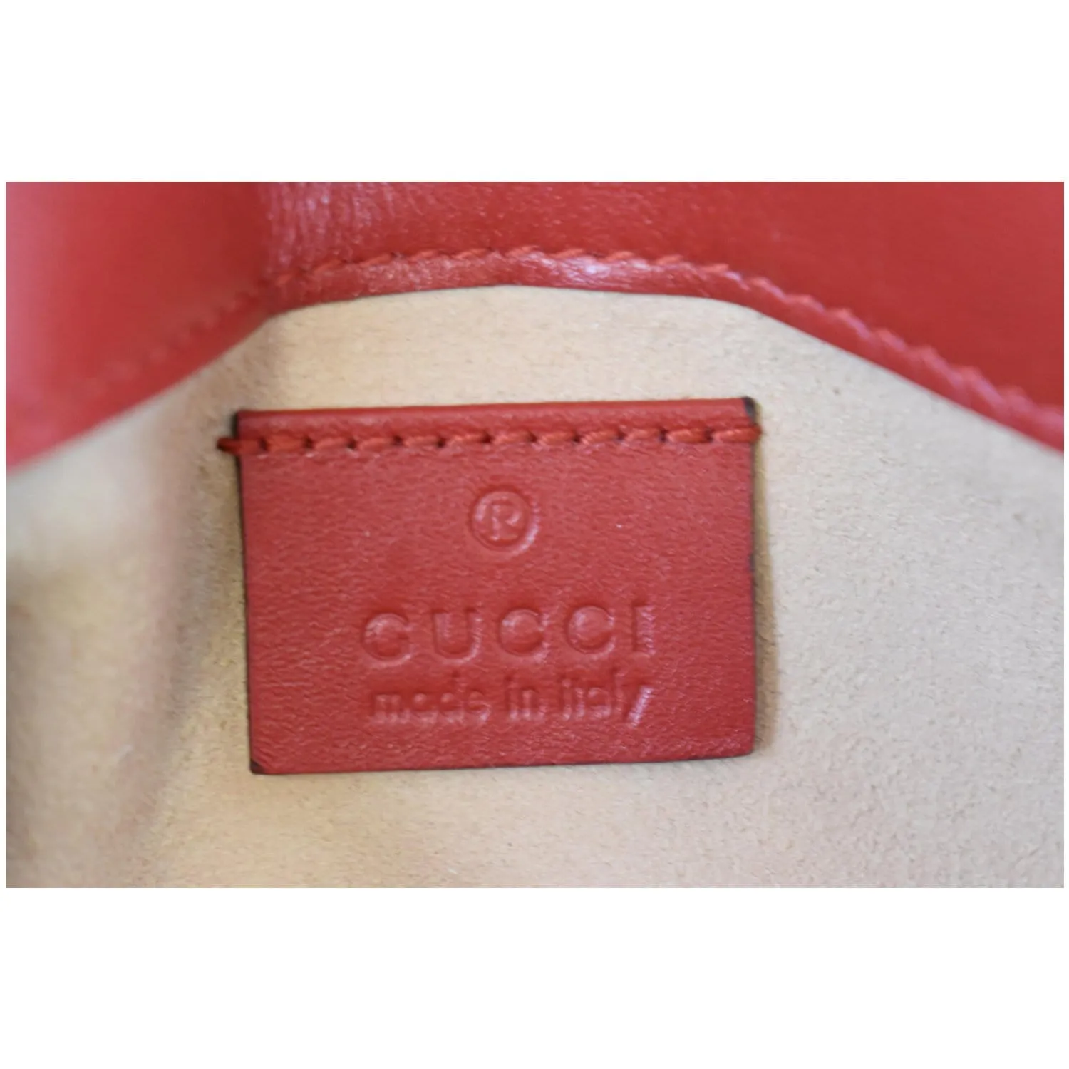 GUCCI GG Marmont Matelasse Leather Super Mini Crossbody Bag Red